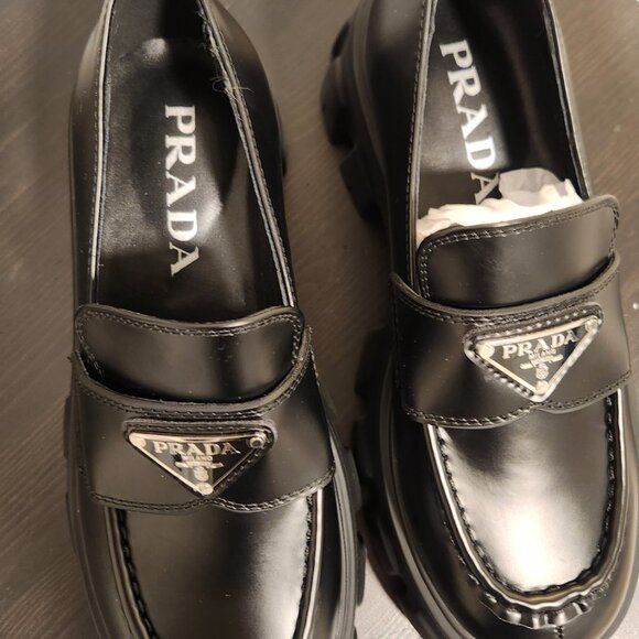 BRAND NEW Prada Loafers - Brushed leather monolith loafers Size 37 - Never Worn - Picture 3 of 9